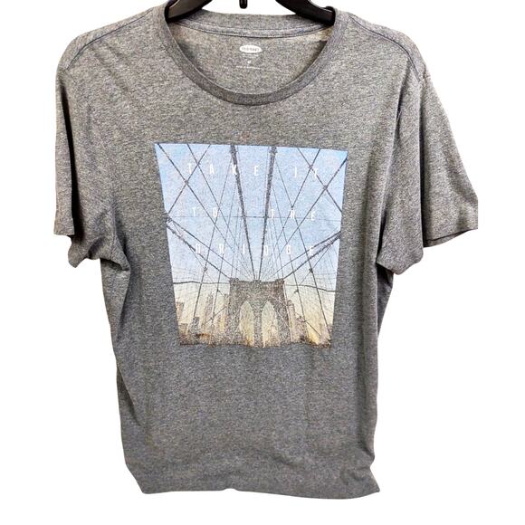 VTG Old Navy New York City Brooklyn Bridge Graphic Tee Med Heathered Take It To - Picture 1 of 7